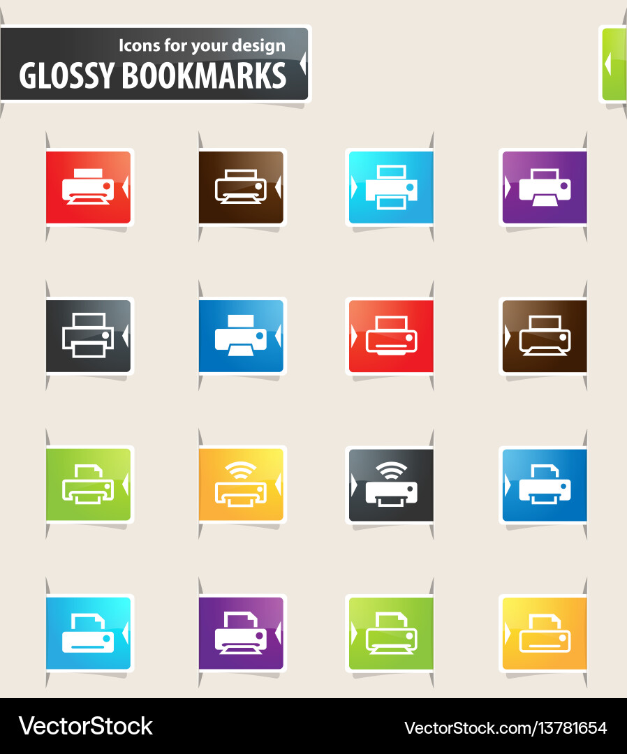 Print icons set vector image