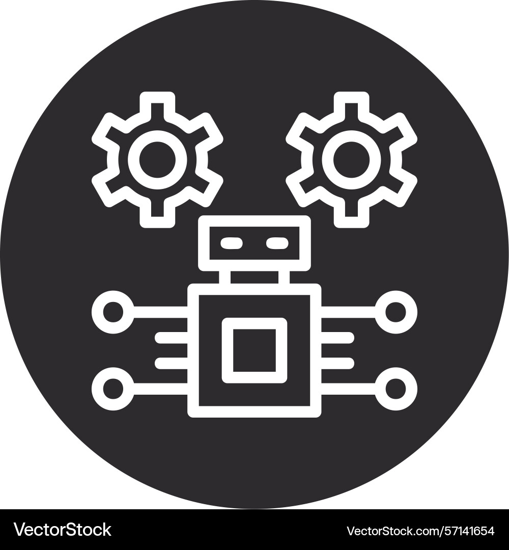 Robotic process automation inverted circle black vector image