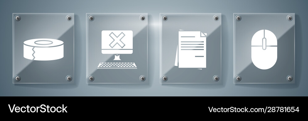Set computer mouse file document Set computer mouse file document vector image