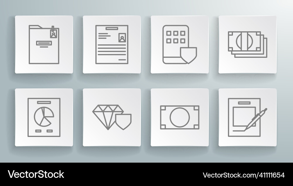Set line document with graph chart personal Vector Image