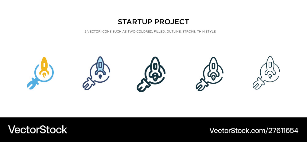 Startup project search icon in different style Startup project search icon in different style vector image