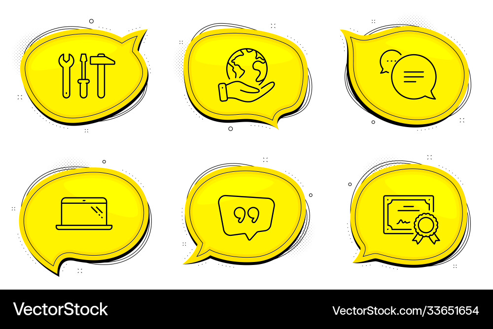 Text message quote bubble and spanner tool icons Text message quote bubble and spanner tool icons vector image