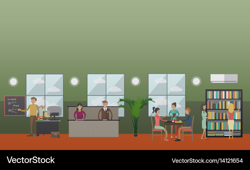 University lecture hall and library vector image