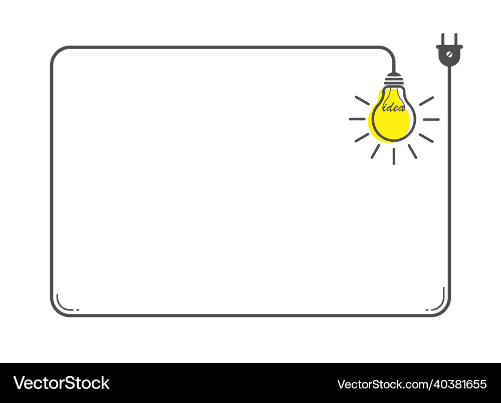 A frame with light bulb and place for text vector image