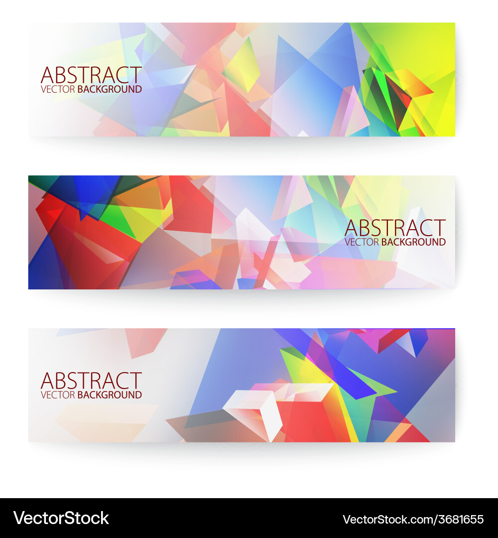 Abstract 3d triangular banners set Vector Image