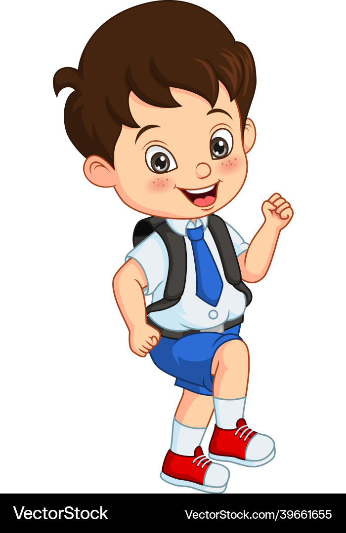 Cartoon happy school boy in uniform Royalty Free Vector