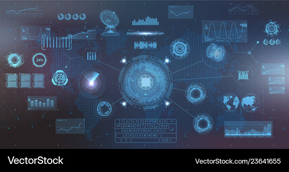 Hightech elements set hud ui style Hightech elements set hud ui style vector image
