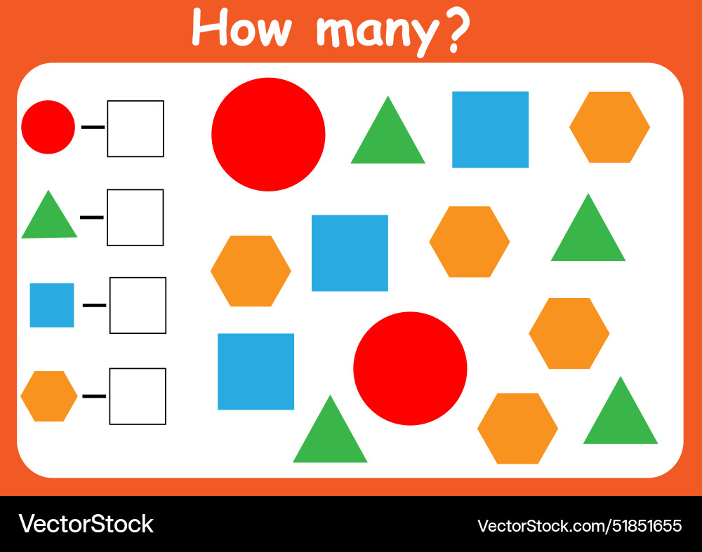 How many geometric shapes are there counting game vector image