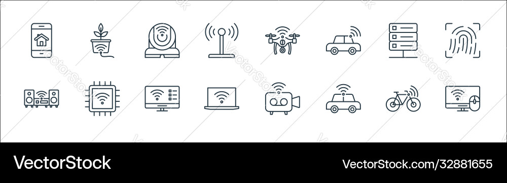 Internet things line icons linear set quality Internet things line icons linear set quality Vector Image