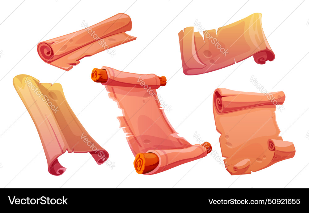 Magic game parchment scroll for old map ui cartoon Magic game parchment scroll for old map ui cartoon vector image