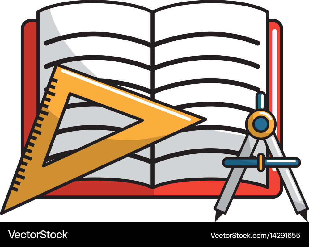 Open notebook with study tools icon vector image