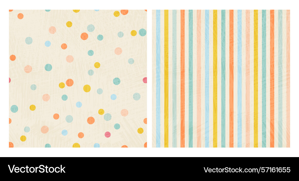 Polka dot and stripe patterns double set Vector Image