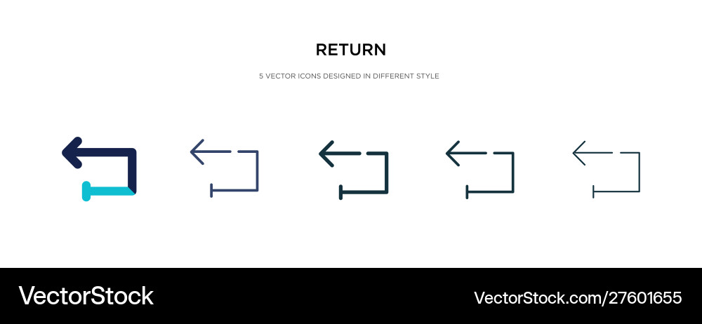Return icon in different style two colored vector image