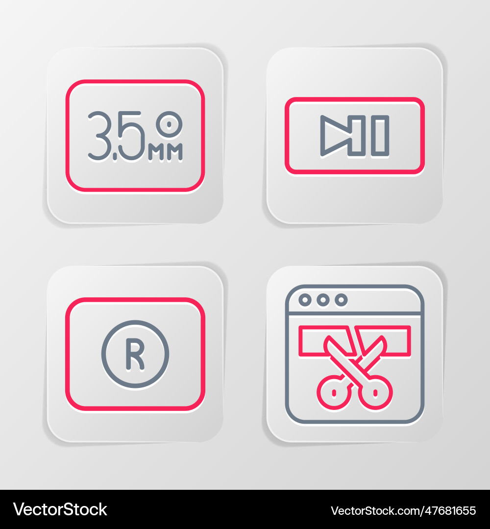 Set line video recorder or editor record button Set line video recorder or editor record button vector image