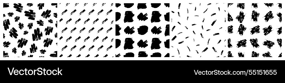 Set of seamless patterns with scribble smears Set of seamless patterns with scribble smears vector image