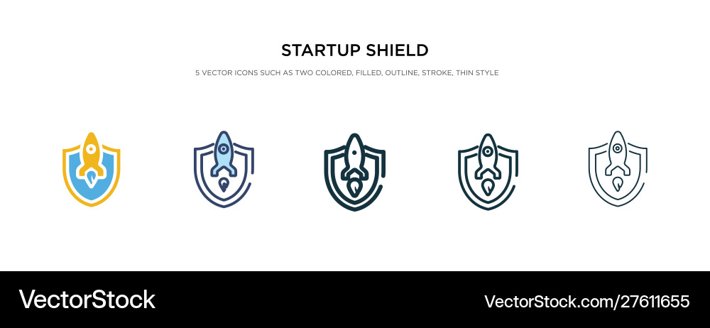 Startup shield icon in different style two vector image