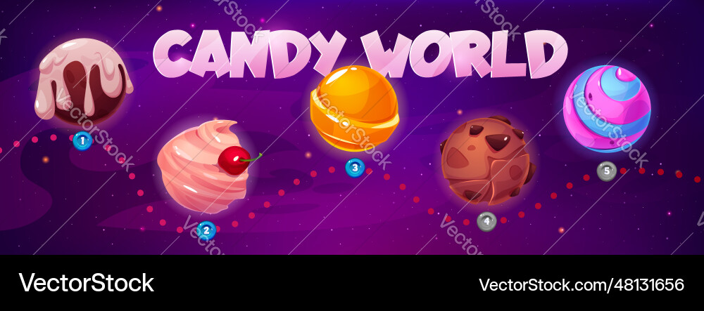 Candy space ui game level map galaxy background Candy space ui game level map galaxy background Vector Image