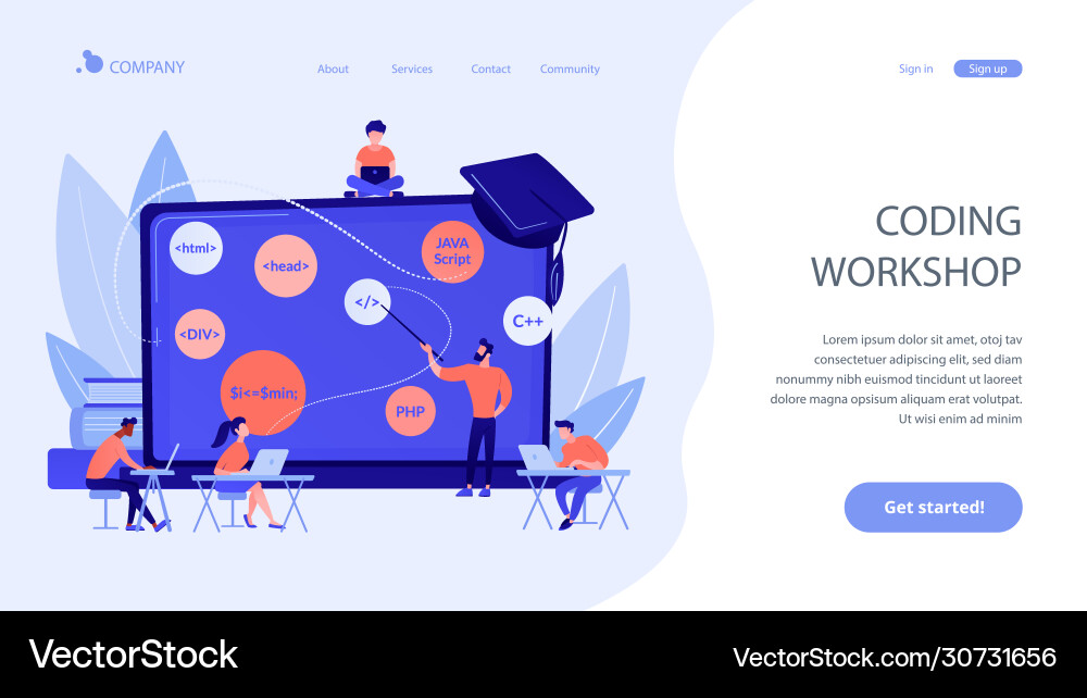 Coding workshop concept landing page Coding workshop concept landing page vector image