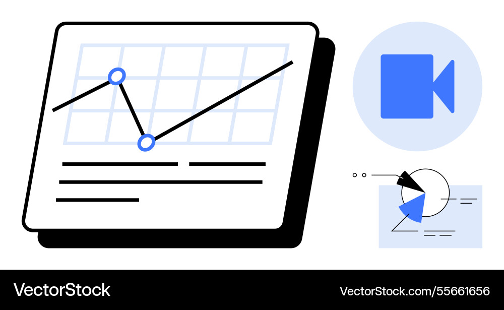 Data visualization with line graph video content Data visualization with line graph video content vector image