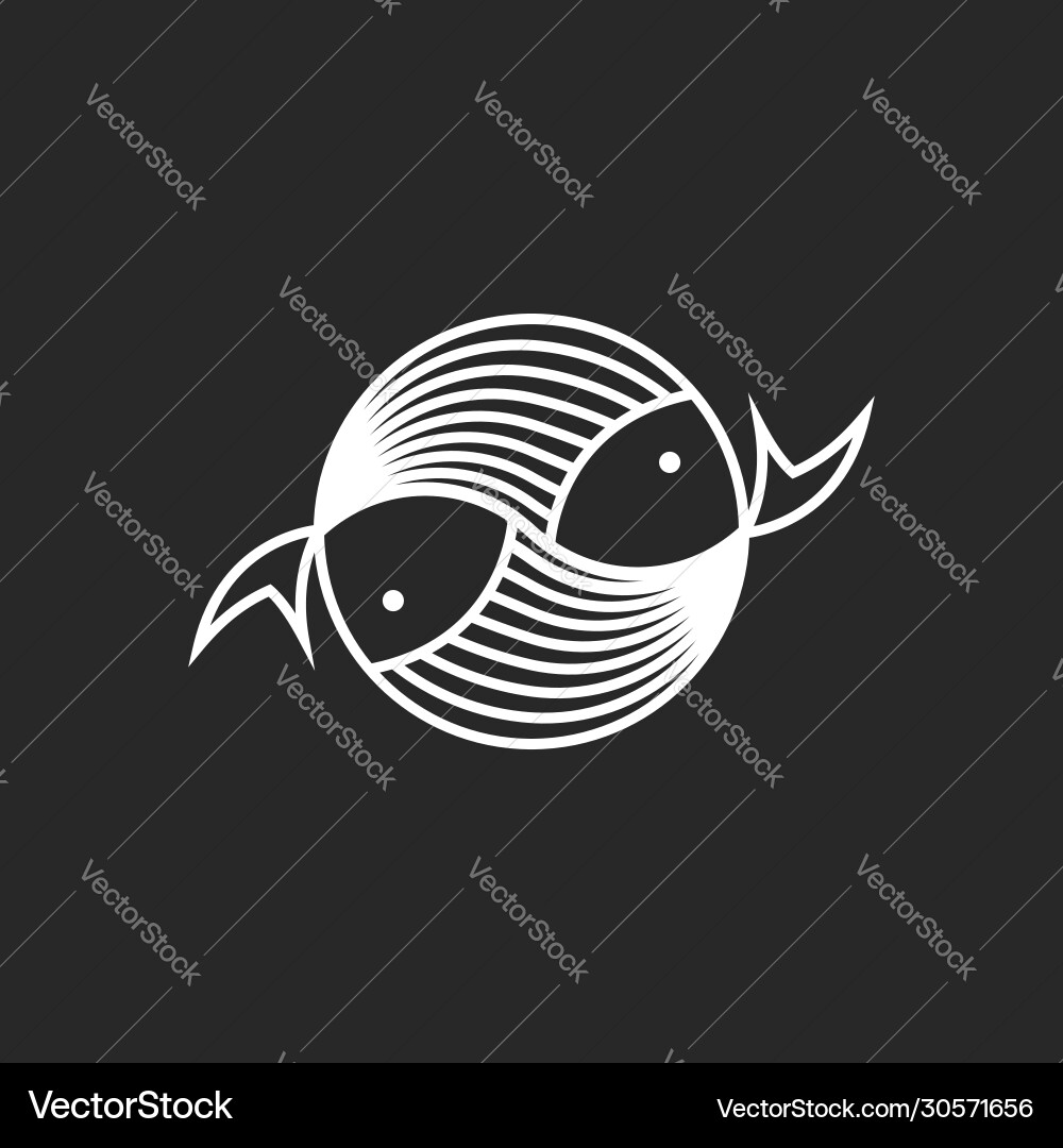 Fish logo seafood restaurant menu round icon Vector Image