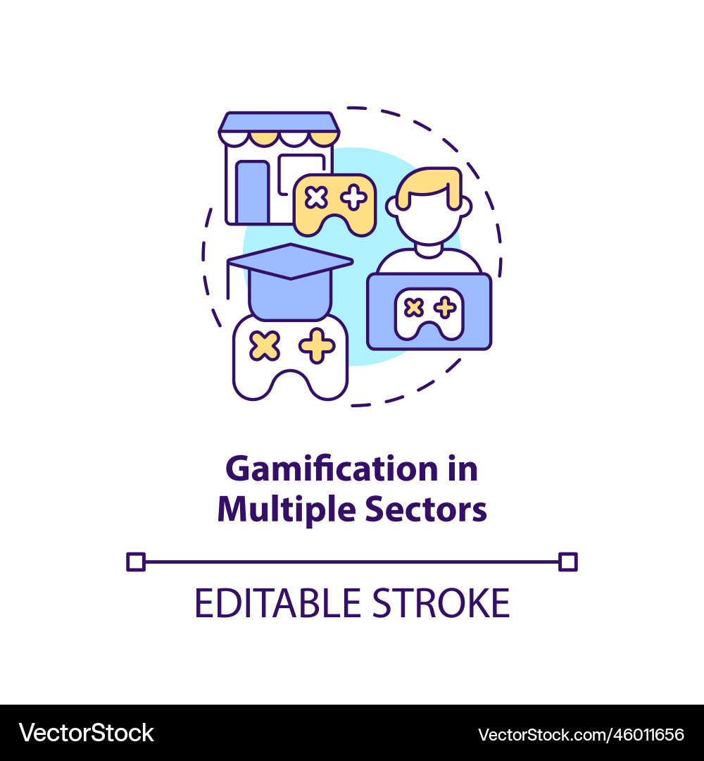 Gamification in multiple sectors concept icon Gamification in multiple sectors concept icon vector image