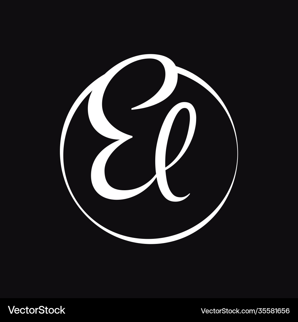 Initial el script letter type logo design vector image