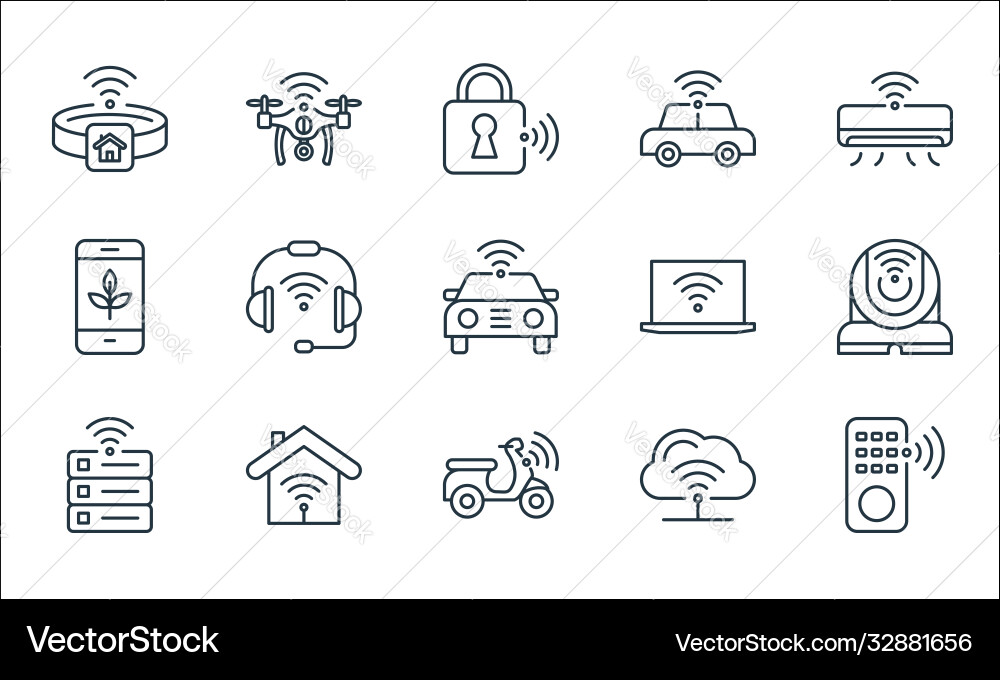 Internet things line icons linear set quality Internet things line icons linear set quality vector image