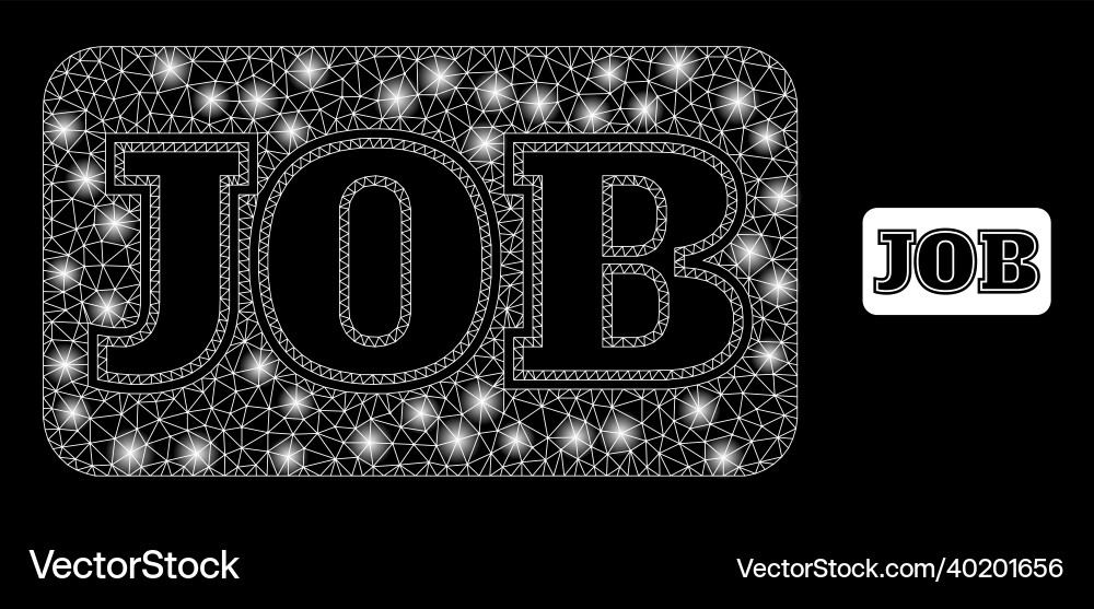 Mesh net job caption with glowing wire Mesh net job caption with glowing wire vector image