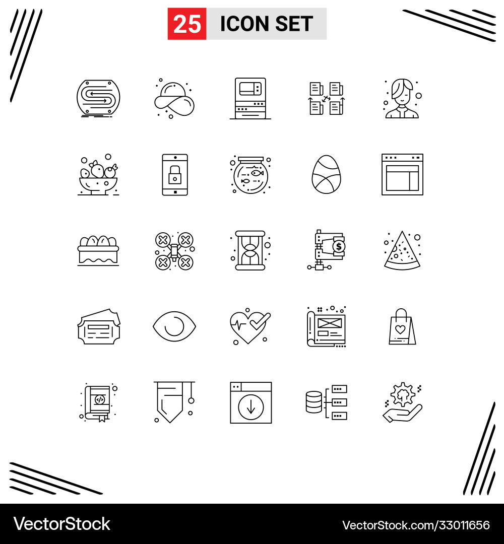 Modern set 25 lines and symbols such as folder Vector Image