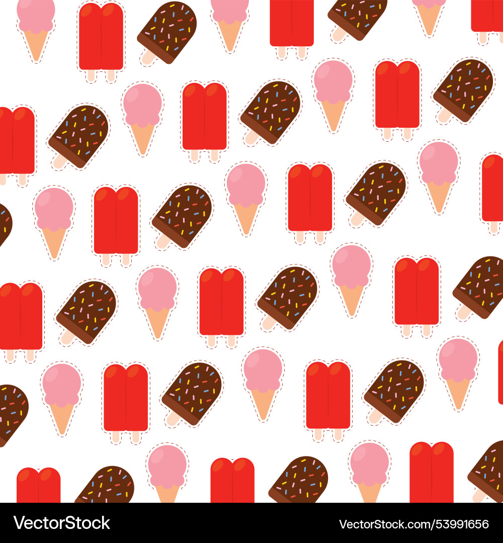 Pattern background with ice cream icons vector image