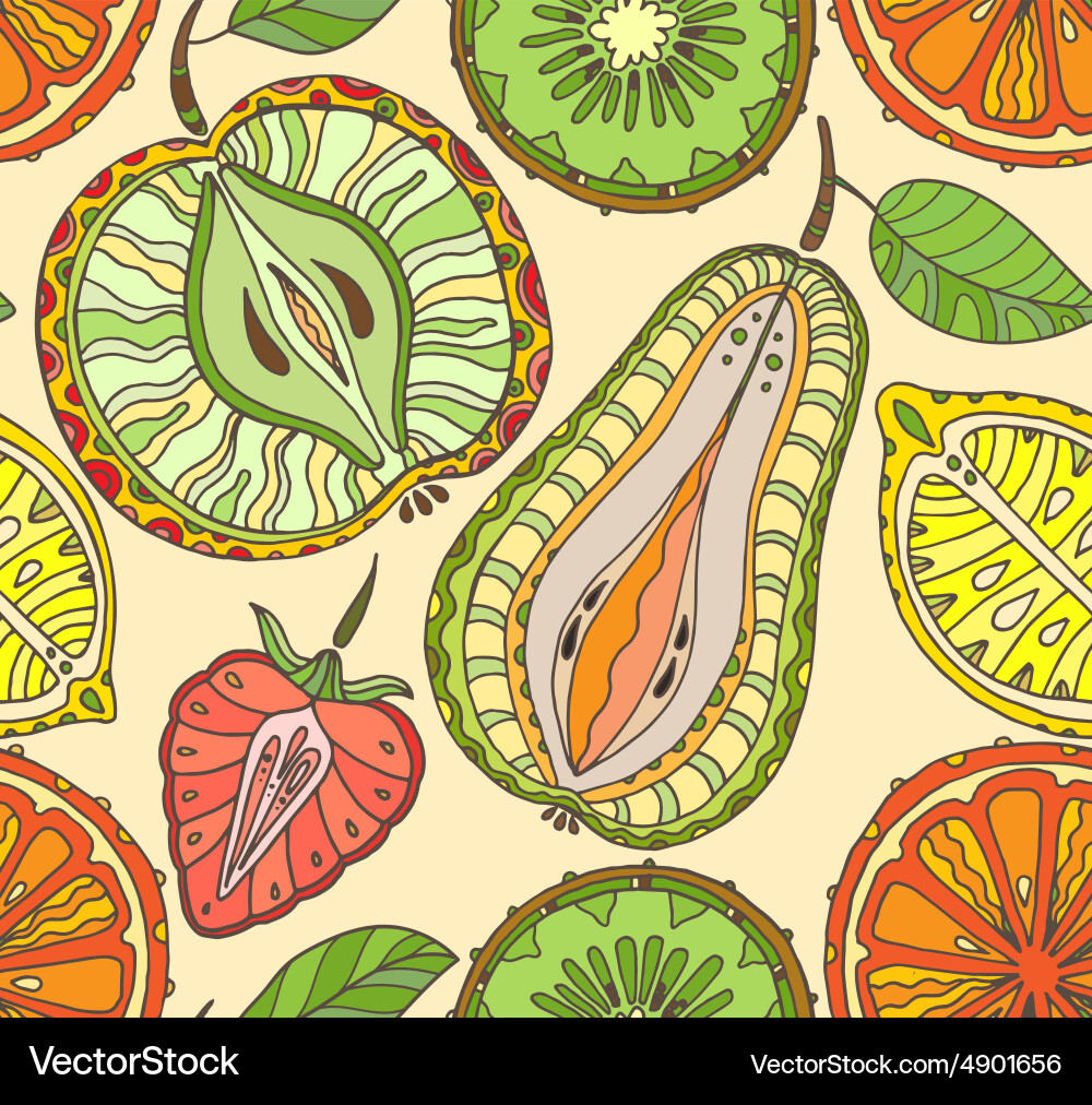 Seamless fruits pattern abstract background Vector Image