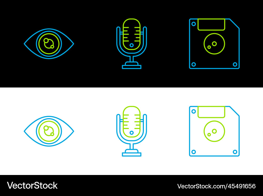 Set line floppy disk for computer data storage Set line floppy disk for computer data storage Vector Image