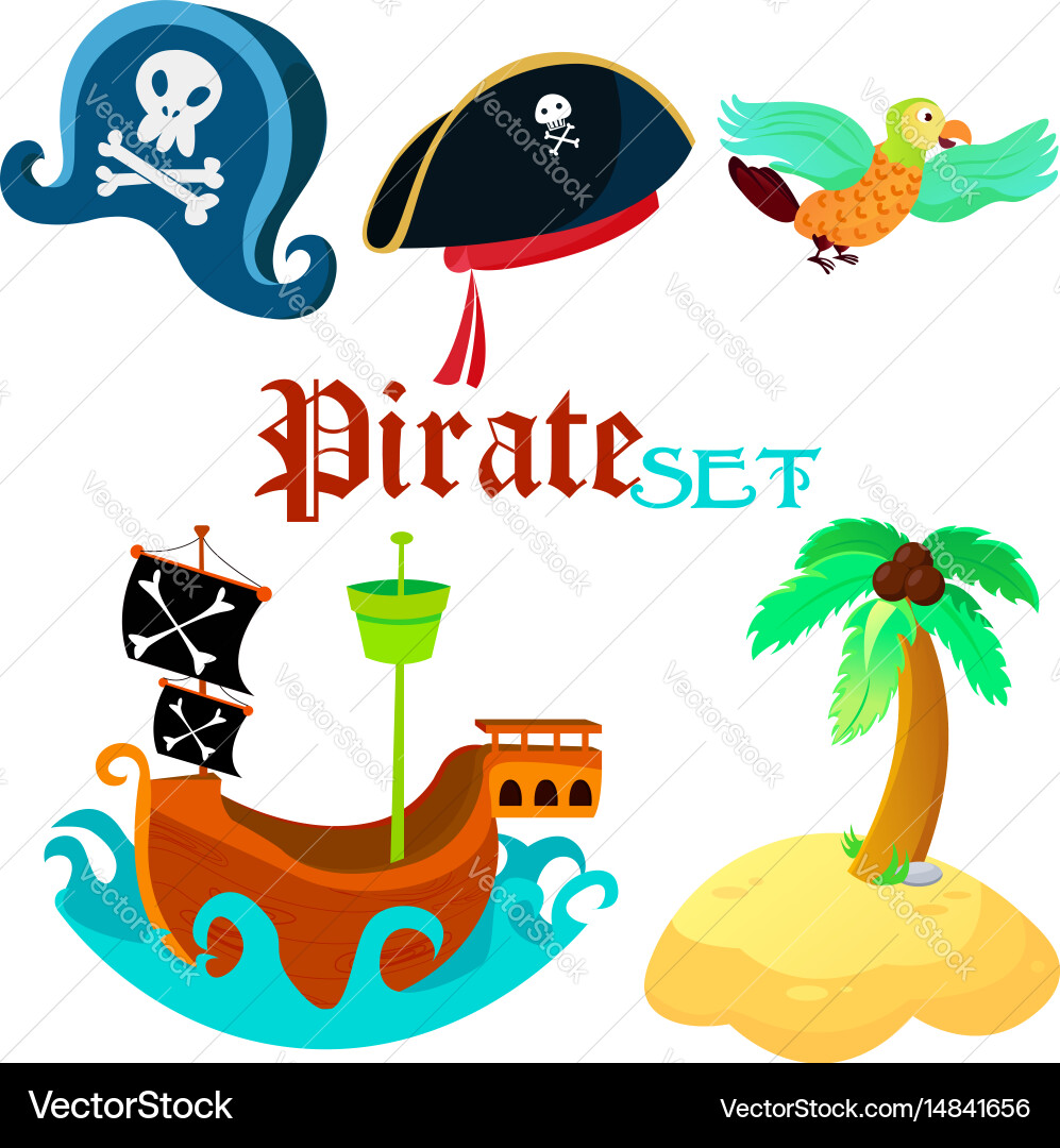 Set of pirate objects Vector Image
