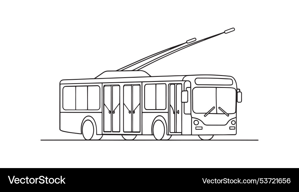 Trolleybus transport types isolated continuous Trolleybus transport types isolated continuous vector image