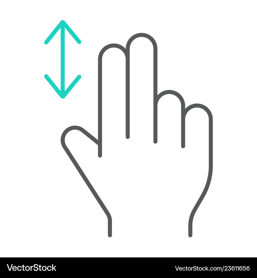 Two finger vertical scroll thin line icon gesture Vector Image