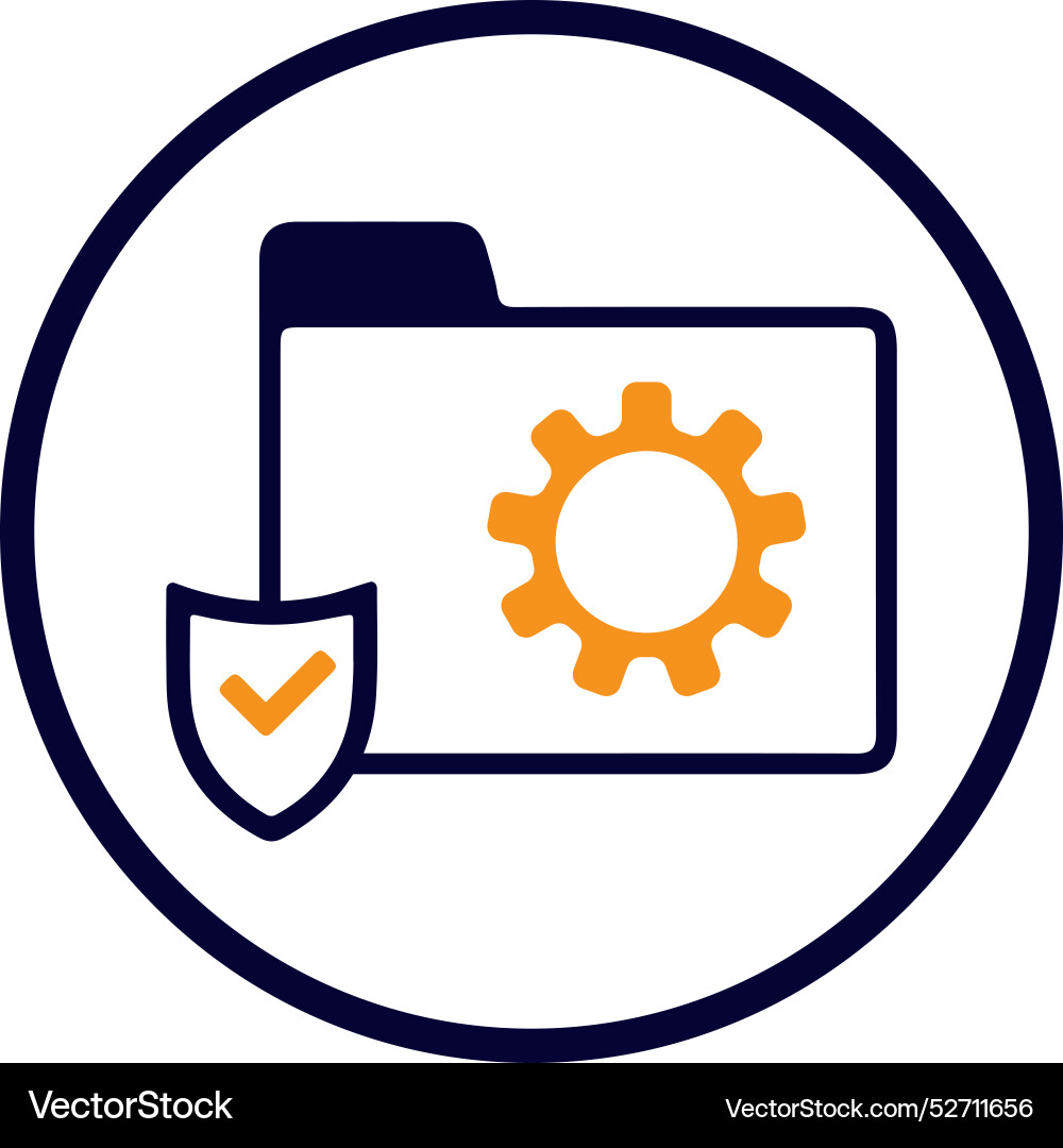 Web folder secure tick gear settings information Vector Image