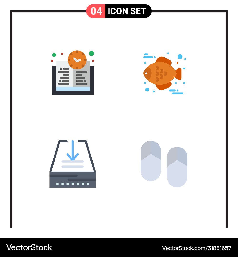 4 universal flat icons set for web and mobile Vector Image