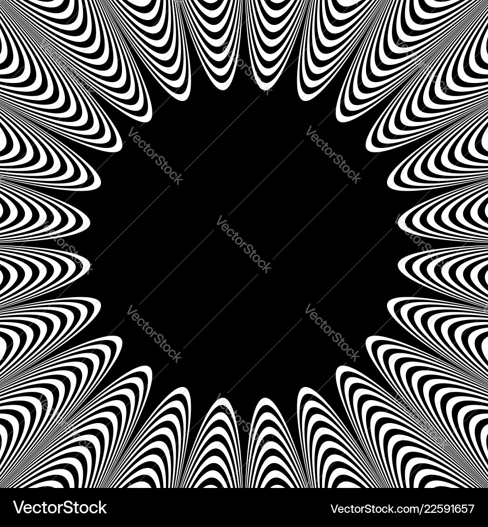 Abstract element with radiating lines monochrome vector image