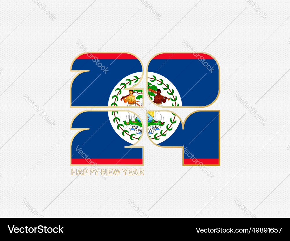 Abstract numbers 2024 with flag of belize Vector Image