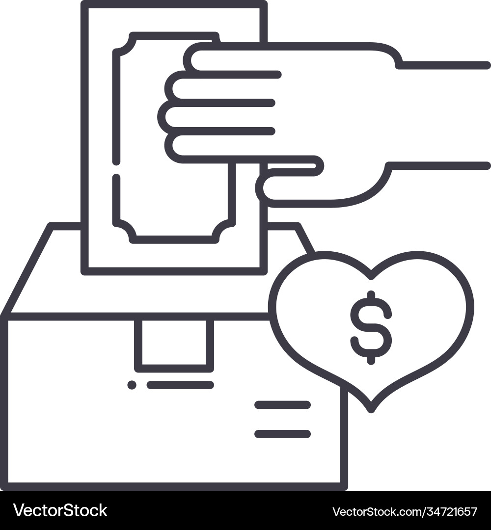 Alms icon linear isolated thin line Alms icon linear isolated thin line vector image