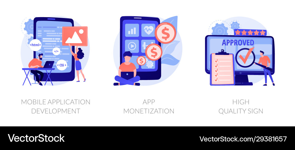 App software development concept metaphors App software development concept metaphors Vector Image