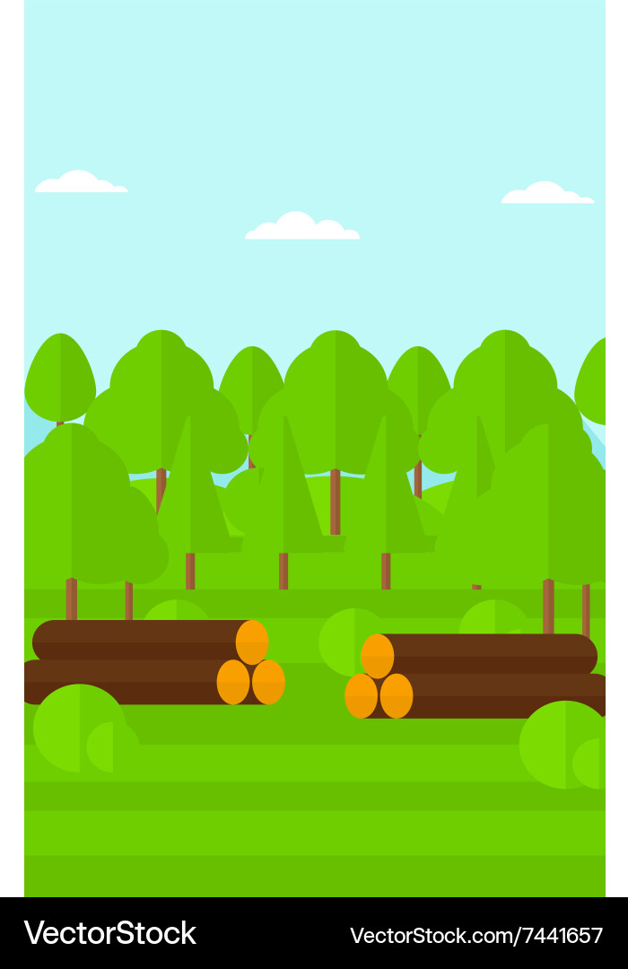 Background of the forest with piles logs Vector Image