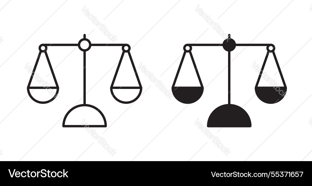 Balance scale icon set in thin line for web Balance scale icon set in thin line for web vector image