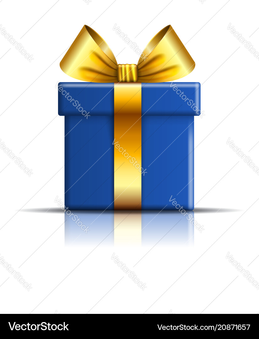 Blaue Geschenkbox mit Goldband Vektorbild