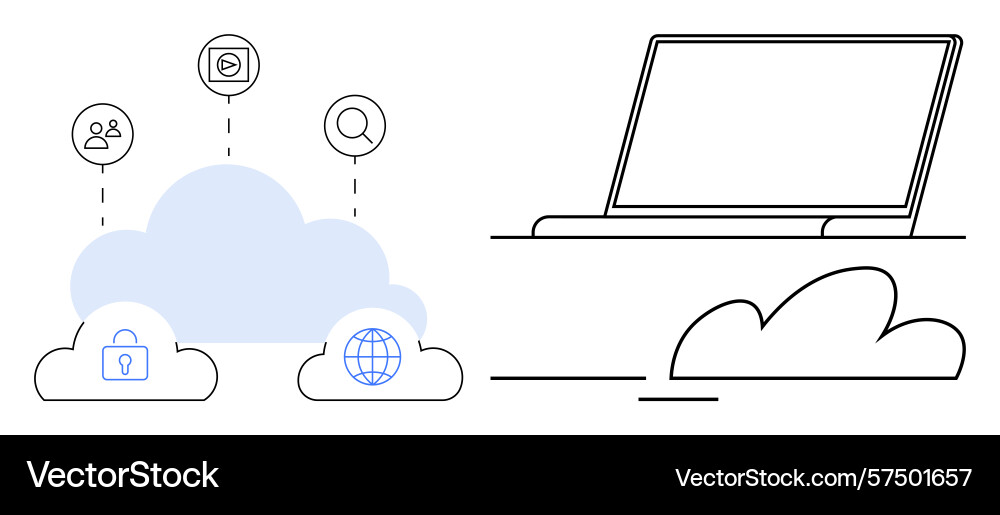 Cloud computing concept with laptop and data icons Cloud computing concept with laptop and data icons vector image
