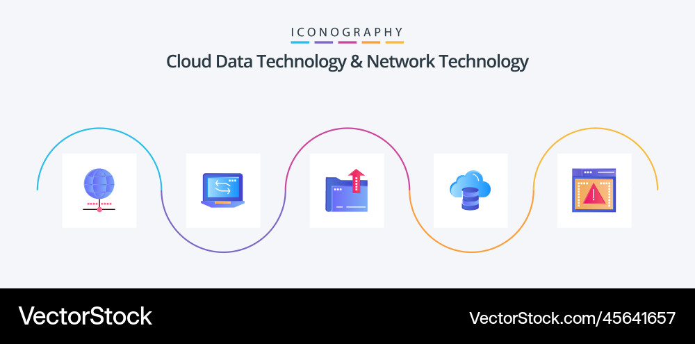 Cloud data technology and network flat vector image