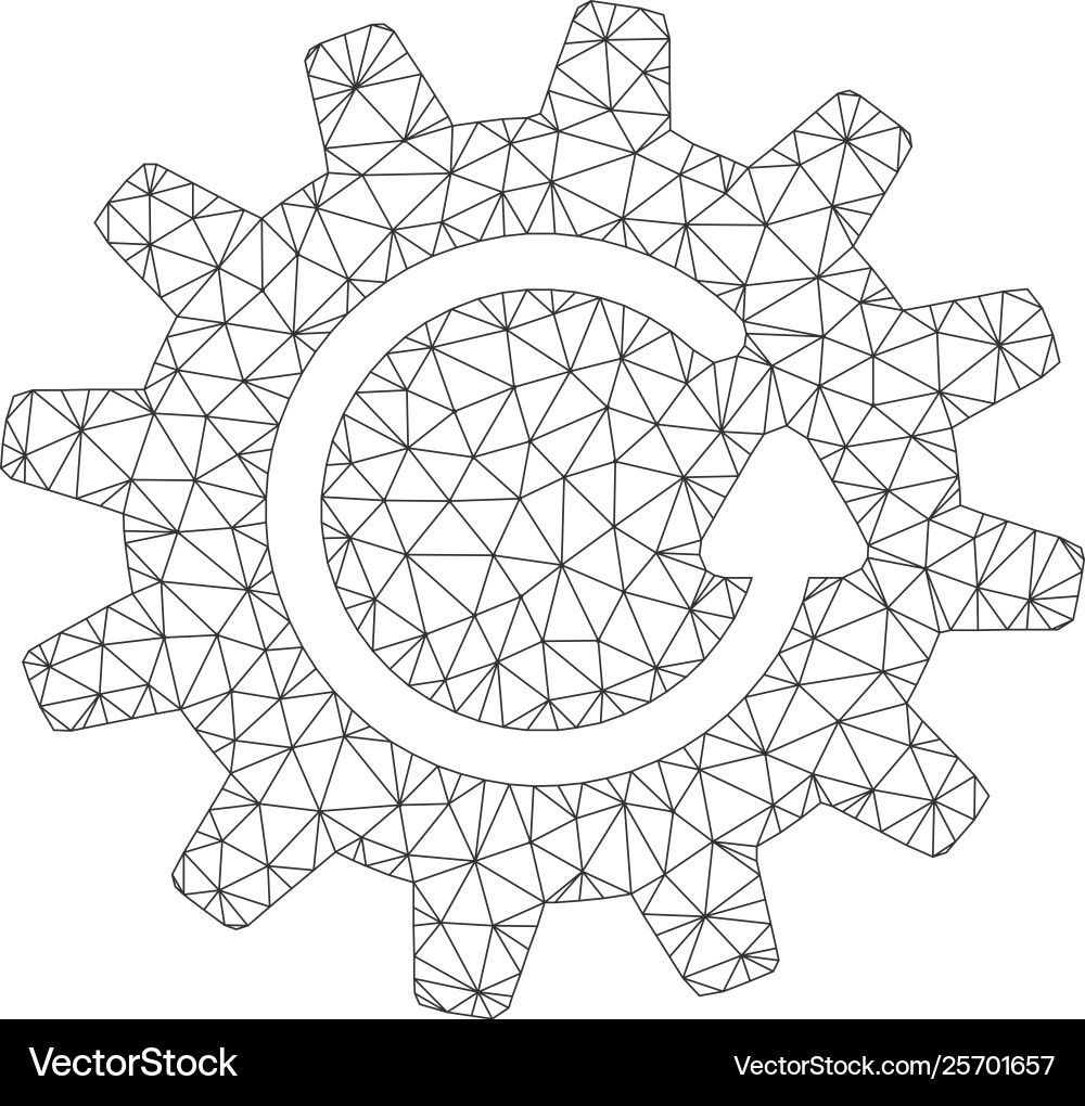 Cogwheel rotation polygonal frame mesh Cogwheel rotation polygonal frame mesh vector image