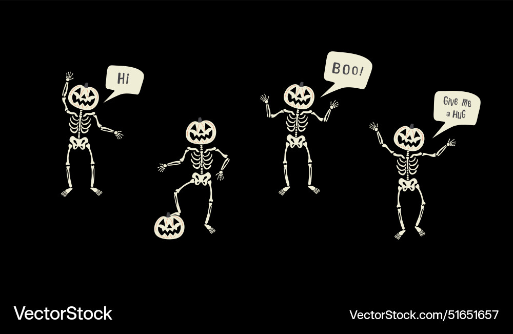 Comic skeletons company Royalty Free Vector Image