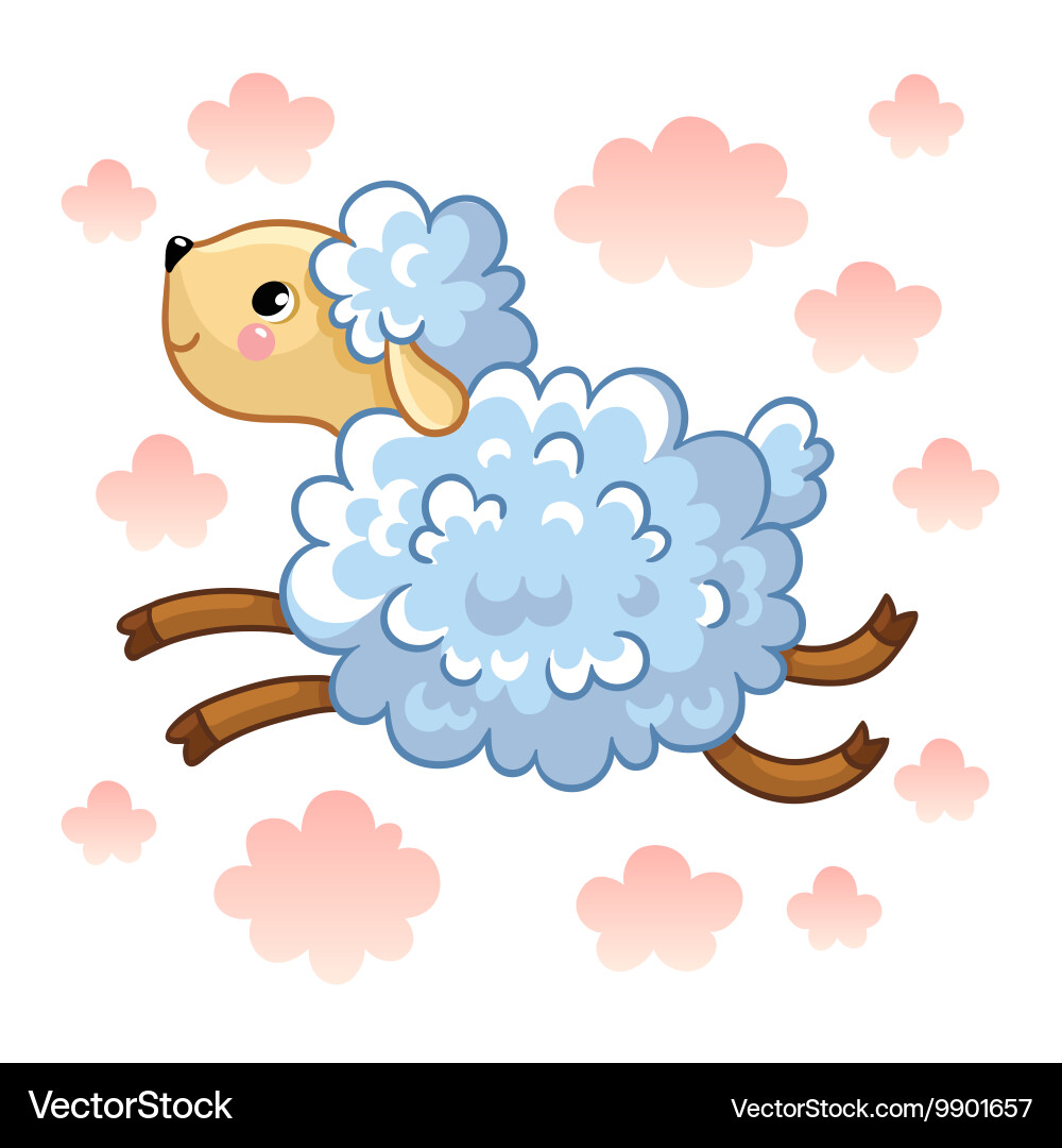 Cute Lamb on Clouds Royalty Free Vector Image - VectorStock
