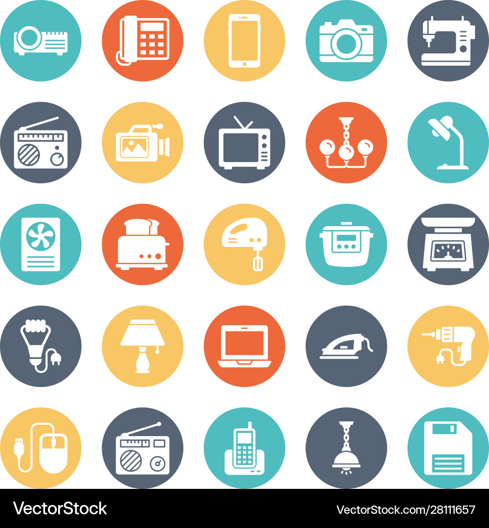 Electronics isolated icons set every singl Electronics isolated icons set every singl vector image